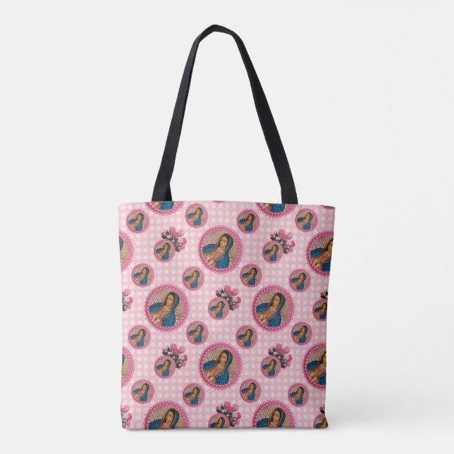 Our Lady of Guadalupe Pink Roses Tote Bag (Back)