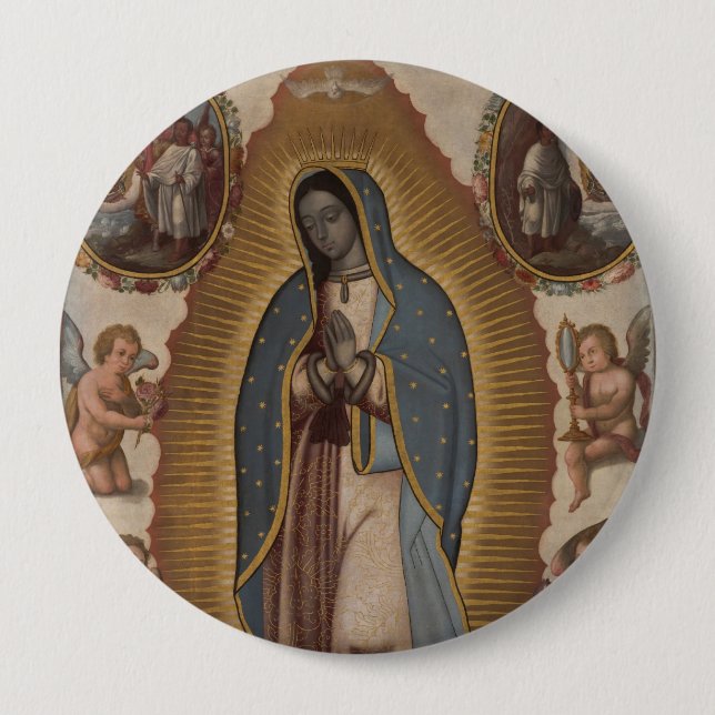 OUR LADY OF GUADALUPE PRAY FOR US 10 CM ROUND BADGE (Front)