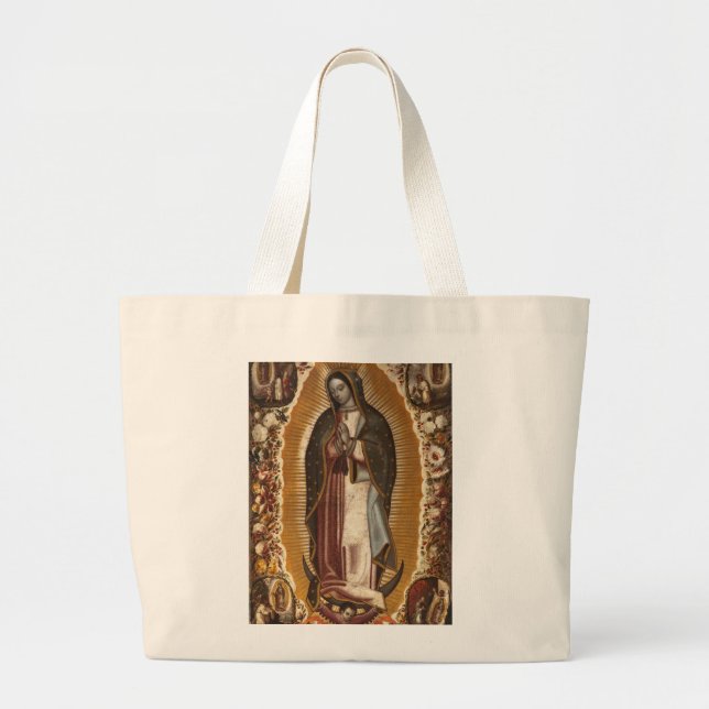 OUR LADY OF GUADALUPE PRAY FOR US LARGE TOTE BAG (Front)