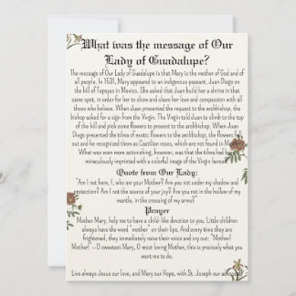 Our Lady of Guadalupe Prayer Card