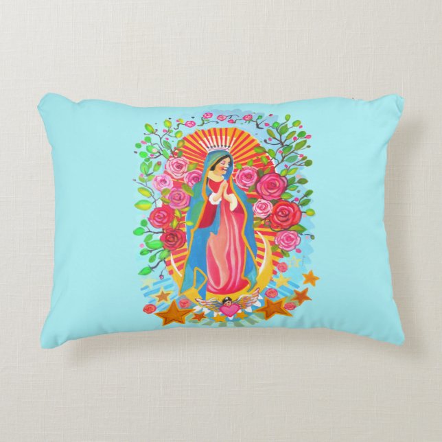 Our Lady of Guadalupe Rectangular Throw Pillow (Front)