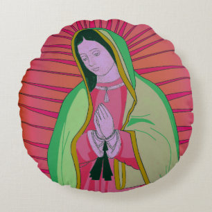 our lady of guadalupe round cushion