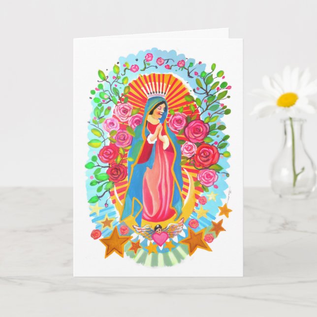 Our Lady of Guadalupe Simple White Customisable Card (Small Plant)