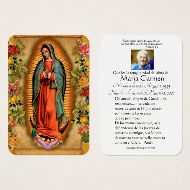 Our Lady of Guadalupe Spanish Funeral Holy Prayer (Front & Back)