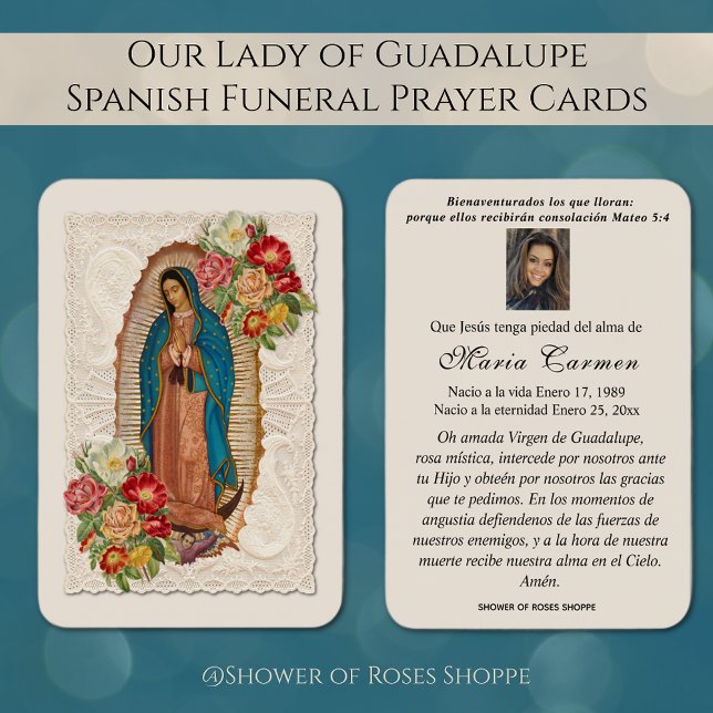 Our Lady of Guadalupe Spanish Funeral Holy Prayer (Our Lady of Guadalupe, the Blessed Virgin Mary Spanish Funeral Prayer Cards)