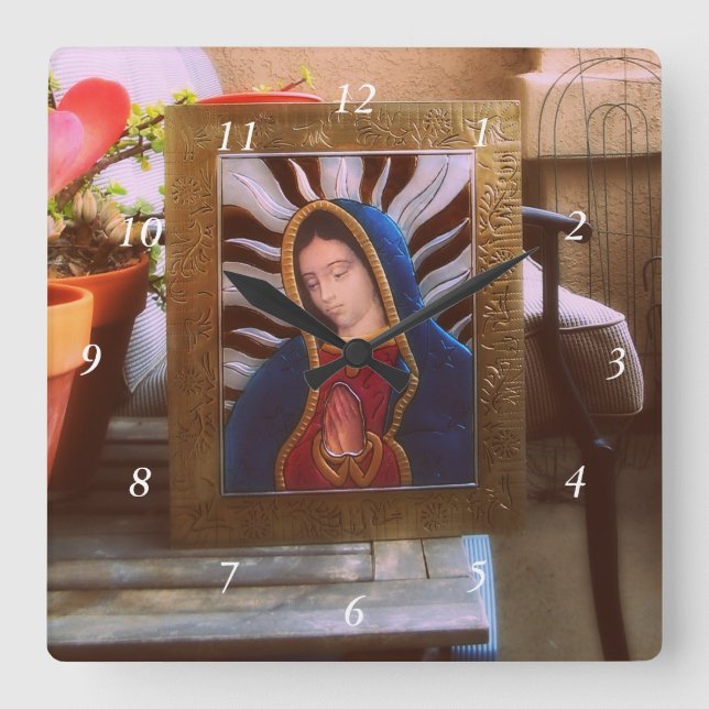Our Lady Of Guadalupe Square Wall Clock (Front)