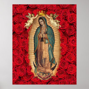 Our Lady of Guadalupe Tilma Crown Angels Catholic Poster