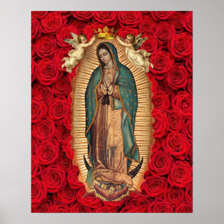 Our Lady of Guadalupe Tilma Crown Angels Catholic Poster