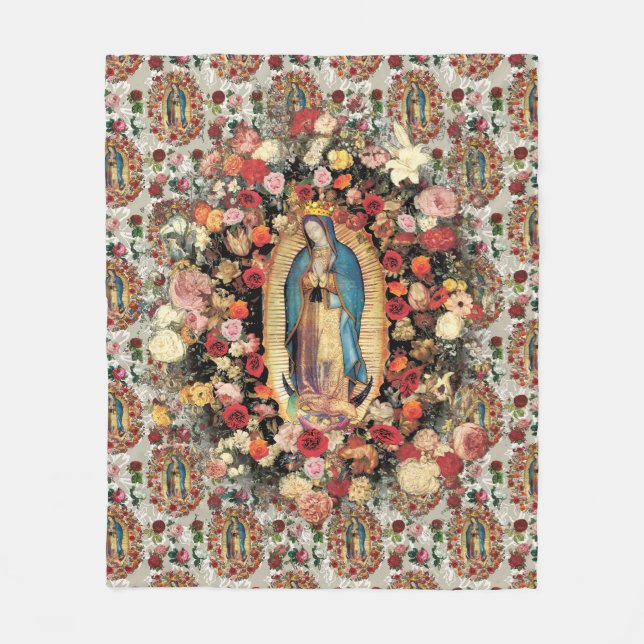 Our Lady of Guadalupe Virgin Mary Catholic Saint Fleece Blanket (Front)