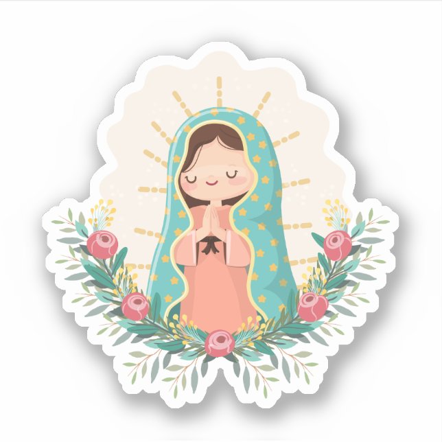 Our Lady of Guadalupe with flowers Kawaii Style (Front)