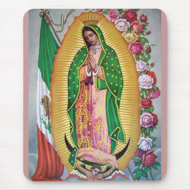 Our Lady of Guadalupe with Mexican Flag Mousepad (Front)