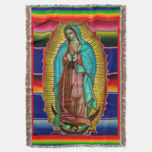 Our Lady of Guadalupe zarape 205 Throw Blanket