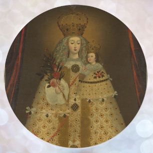 Our Lady of Guapulo Baby Jesus Painting Crowns Classic Round Sticker