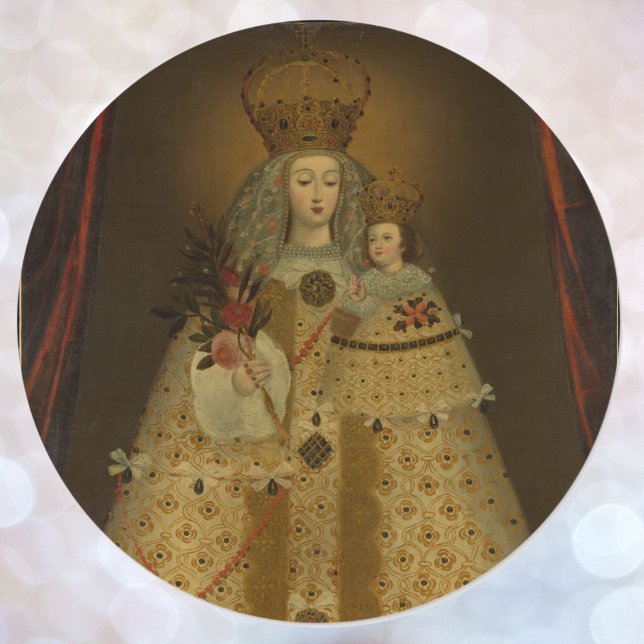 Our Lady of Guapulo Baby Jesus Painting Crowns Classic Round Sticker (Creator Uploaded)