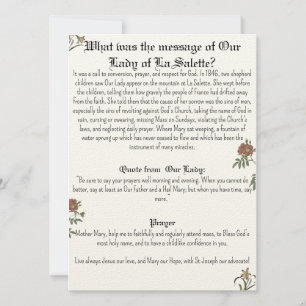 Our Lady of La Salette Prayer Card