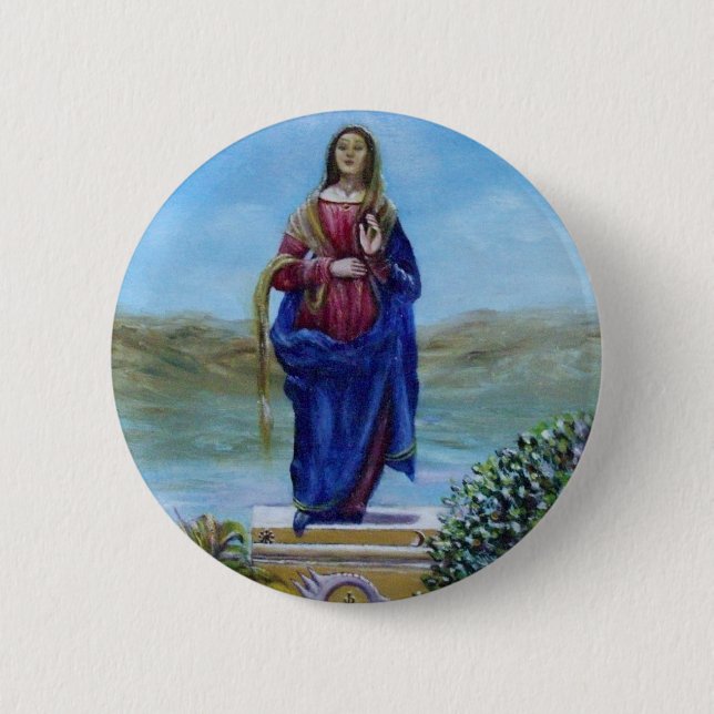 OUR LADY OF LIGHT Madonna of Immaculate Conception 6 Cm Round Badge (Front)