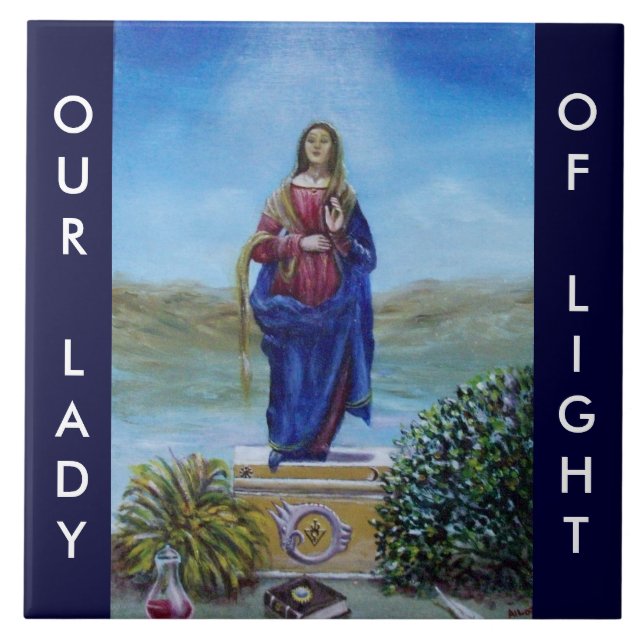 OUR LADY OF LIGHT Madonna of Immaculate Conception Ceramic Tile (Front)