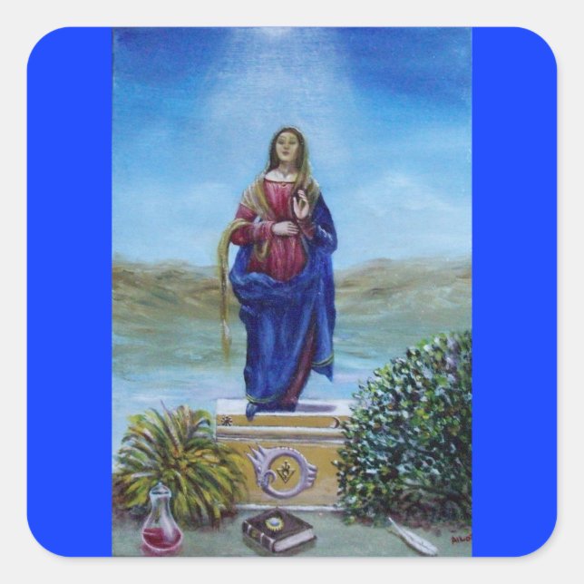 OUR LADY OF LIGHT Madonna of Immaculate Conception Square Sticker (Front)