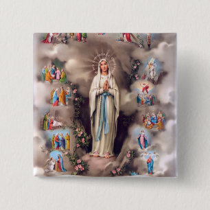 Our Lady of Lourdes 15 Cm Square Badge
