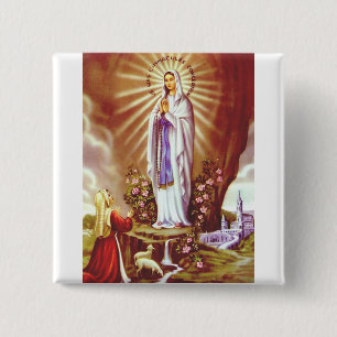 Our Lady of Lourdes 15 Cm Square Badge