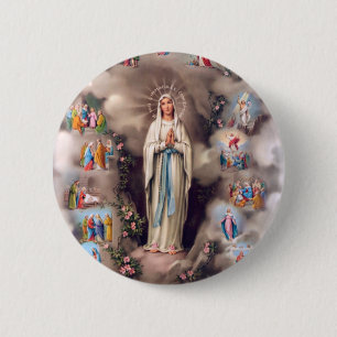 Our Lady of Lourdes 6 Cm Round Badge