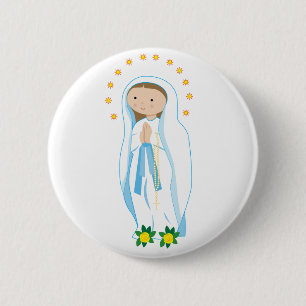 Our Lady of Lourdes 6 Cm Round Badge