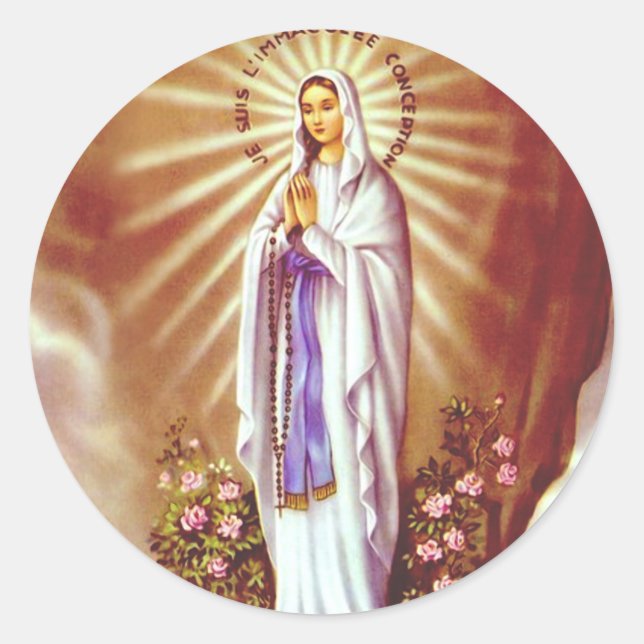 Our Lady of Lourdes Classic Round Sticker (Front)