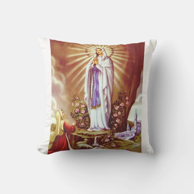 Our Lady of Lourdes Cushion (Front)