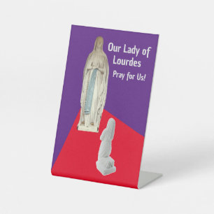 Our Lady of Lourdes Folded Greeting Card Pedestal Sign