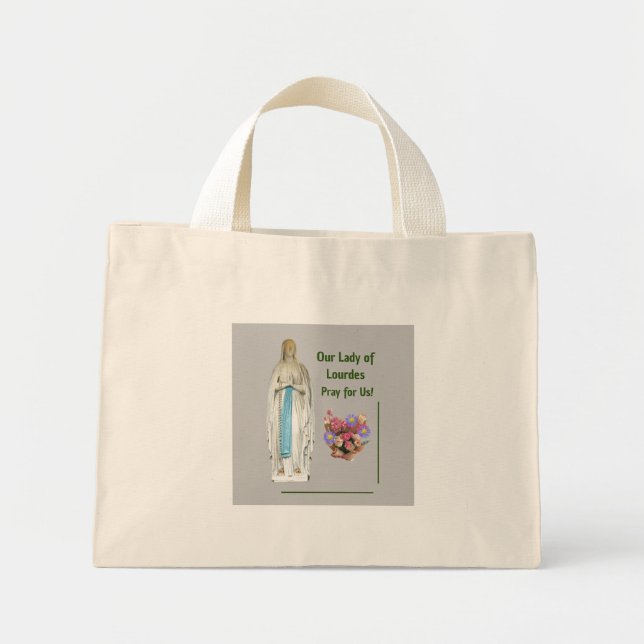 Our Lady of Lourdes Mini Tote Bag (Front)