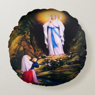 Our Lady of Lourdes Round Cushion