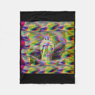 Our Lady Of Lourdes Sticker Fleece Blanket