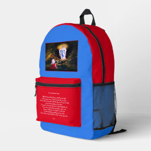 Our Lady of Lourdes with Prayer Printed Backpack