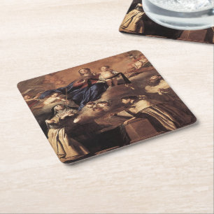 Our Lady of Mount Carmel 1641 Square Paper Coaster