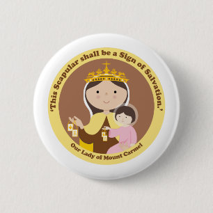 Our Lady of Mount Carmel 6 Cm Round Badge