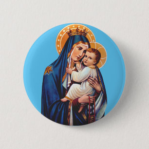 Our Lady of Mount Carmel 6 Cm Round Badge