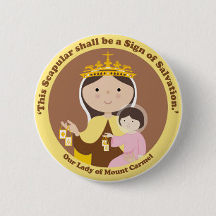 Our Lady of Mount Carmel 6 Cm Round Badge