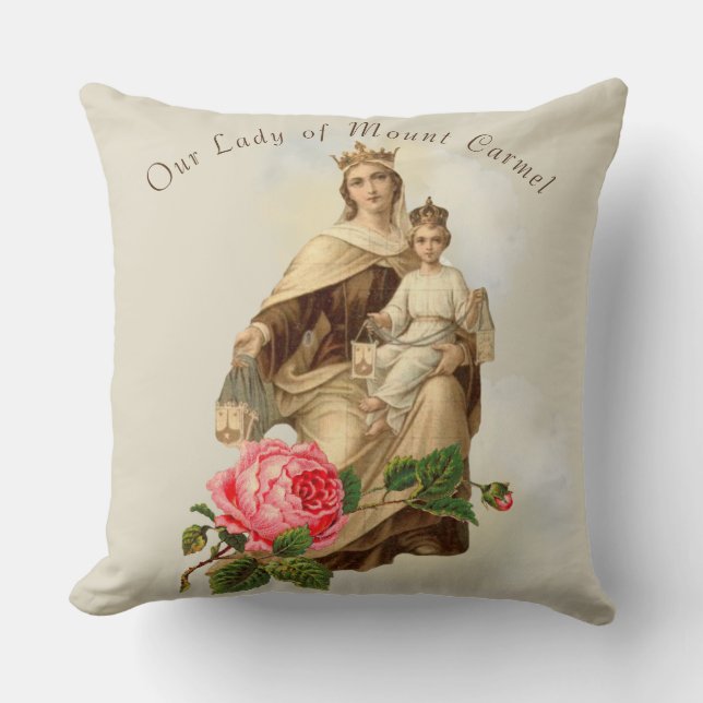 Our Lady of Mount Carmel  Baby Jesus Prayer Cushion (Front)