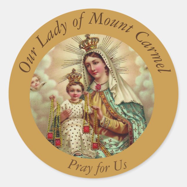 Our Lady of Mount Carmel  Baby Jesus Scapular Classic Round Sticker (Front)