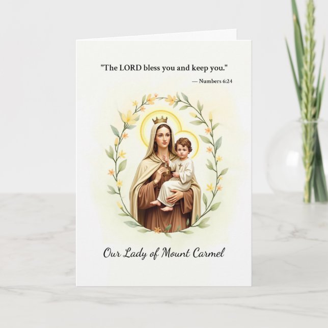 Our Lady of Mount Carmel God's Peace and Blessings Card (Front)