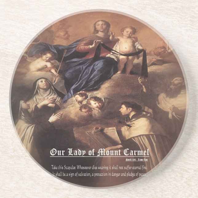 Our Lady of Mount Carmel Prayer Coaster (Front)