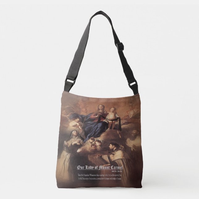 Our Lady of Mount Carmel Prayer Crossbody Bag (Front)
