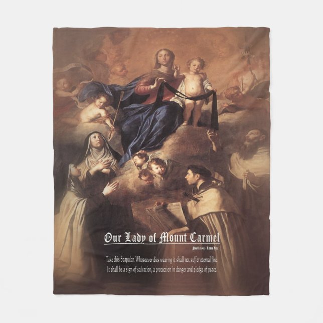 Our Lady of Mount Carmel Prayer Fleece Blanket (Front)