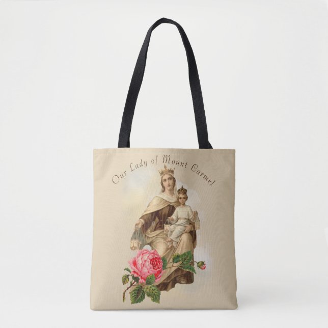 Our Lady of Mount Carmel Prayer Jesus Scapular Tote Bag (Front)