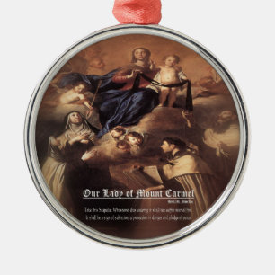 Our Lady of Mount Carmel Prayer Metal Ornament