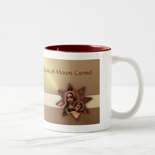 Our Lady of Mount Carmel religious holy day Two-Tone Coffee Mug (Right)