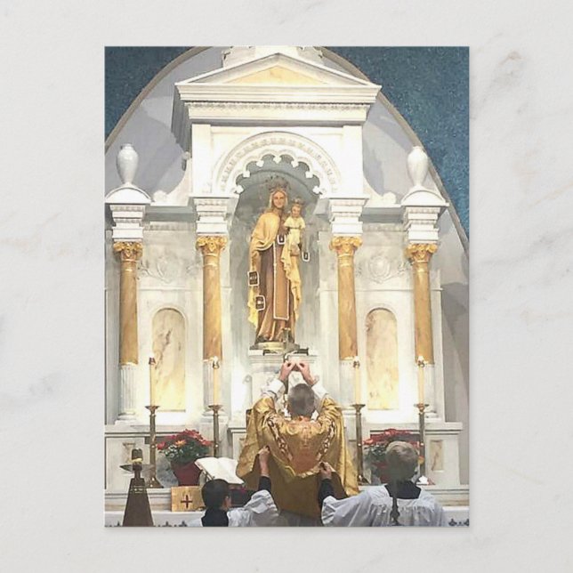 Our Lady of Mount Carmel Traditional Latin Mass Postcard (Front)