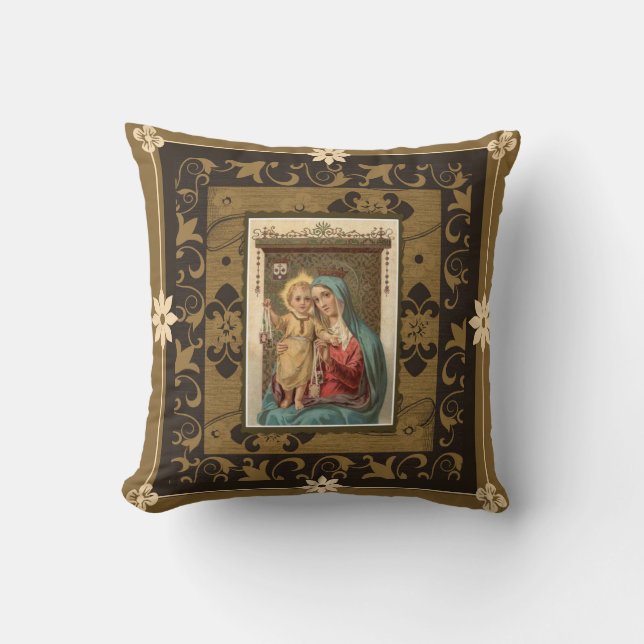 Our Lady of Mount Carmel with Baby Jesus  Scapular Cushion (Front)