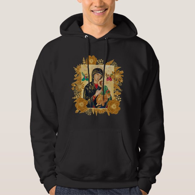Our Lady of Perpetual Help Blessed Mother Mary Cat Hoodie (Front)