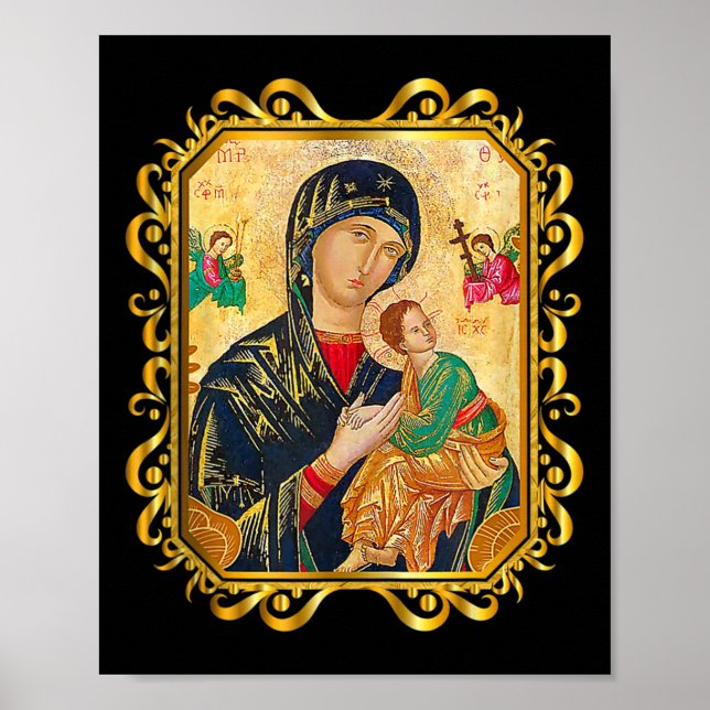 Our Lady Of Perpetual Help Blessed Mother Mary Cat Poster (Front)